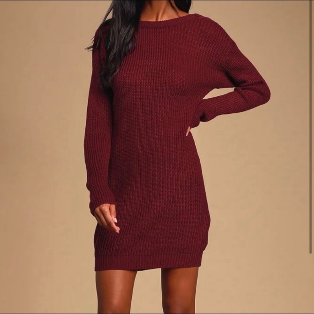 Lulu’s Maroon Sweater Dress